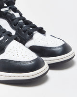 2023 Nike Air Jordan 1 Mid Women's Calfskin Leather Black/White PANDA Trainers - UK8