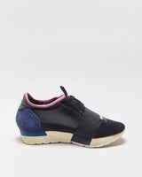 Balenciaga Women's Black/Navy Race Runner Trainers - UK3