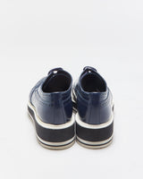 Prada Women's Navy Monolith Leather Wingtip Platform Brogues - UK6