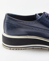 Prada Women's Navy Monolith Leather Wingtip Platform Brogues - UK6