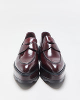 Prada Women's Mahogany Red Monolith Leather Platform Pointed Toe Loafers - UK6