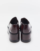 Prada Women's Mahogany Red Monolith Leather Platform Pointed Toe Loafers - UK6