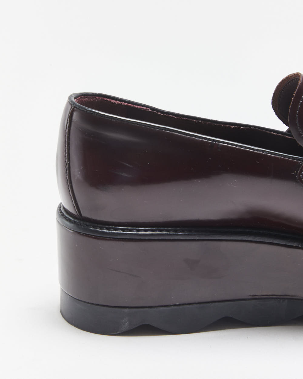 Prada Women's Mahogany Red Monolith Leather Platform Pointed Toe Loafers - UK6