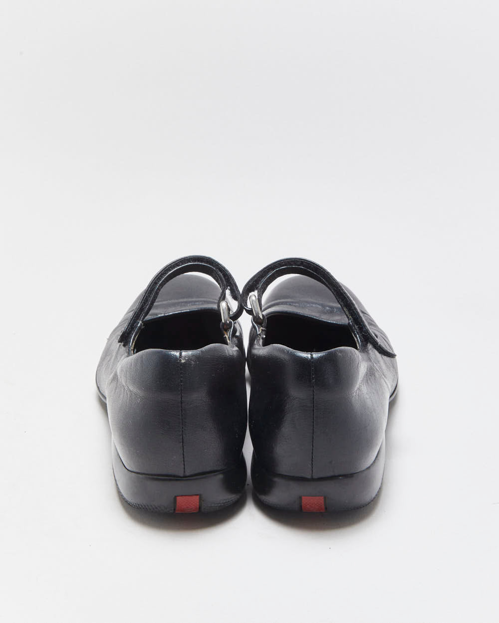 Vintage Y2K 00s Prada Sport Women's Black Leather Square Toe Mary Janes - UK3