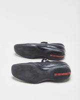 Vintage Y2K 00s Prada Sport Women's Black Leather Square Toe Mary Janes - UK3