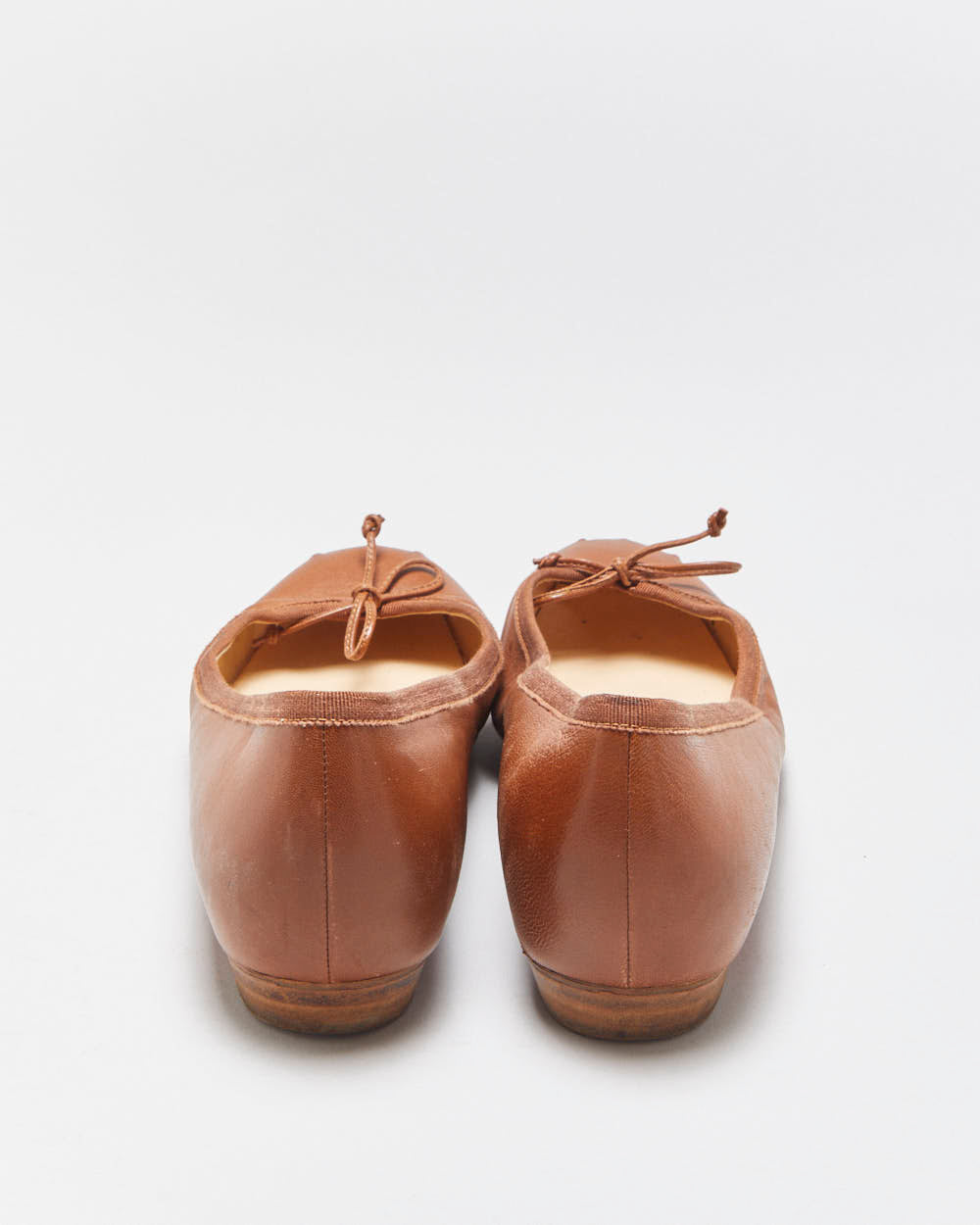 Vintage Louboutin Women's Hazelnut Calfskin Mamadrague Square-Toe Lace Ballet Flats - UK6