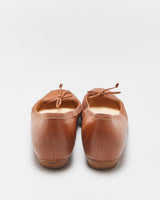 Vintage Louboutin Women's Hazelnut Calfskin Mamadrague Square-Toe Lace Ballet Flats - UK6