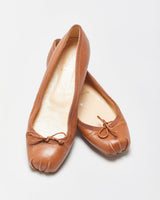 Vintage Louboutin Women's Hazelnut Calfskin Mamadrague Square-Toe Lace Ballet Flats - UK6