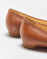 Vintage Louboutin Women's Hazelnut Calfskin Mamadrague Square-Toe Lace Ballet Flats - UK6