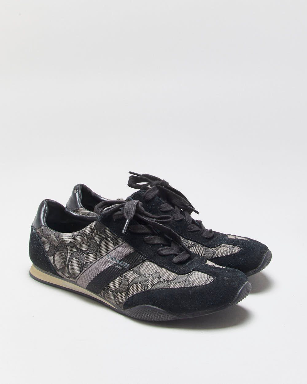 Vintage Coach Women's 'Kelson' Signature C Monogram Suede/Canvas Low-Top Trainers - UK6