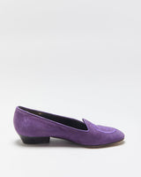 S/S 2005 Vintage Yves Saint Laurent By Stefano Pilati YSL Runway Deep Purple Suede Embroidered Low Heel Ballet Pumps - UK3.5