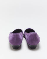 S/S 2005 Vintage Yves Saint Laurent By Stefano Pilati YSL Runway Deep Purple Suede Embroidered Low Heel Ballet Pumps - UK3.5