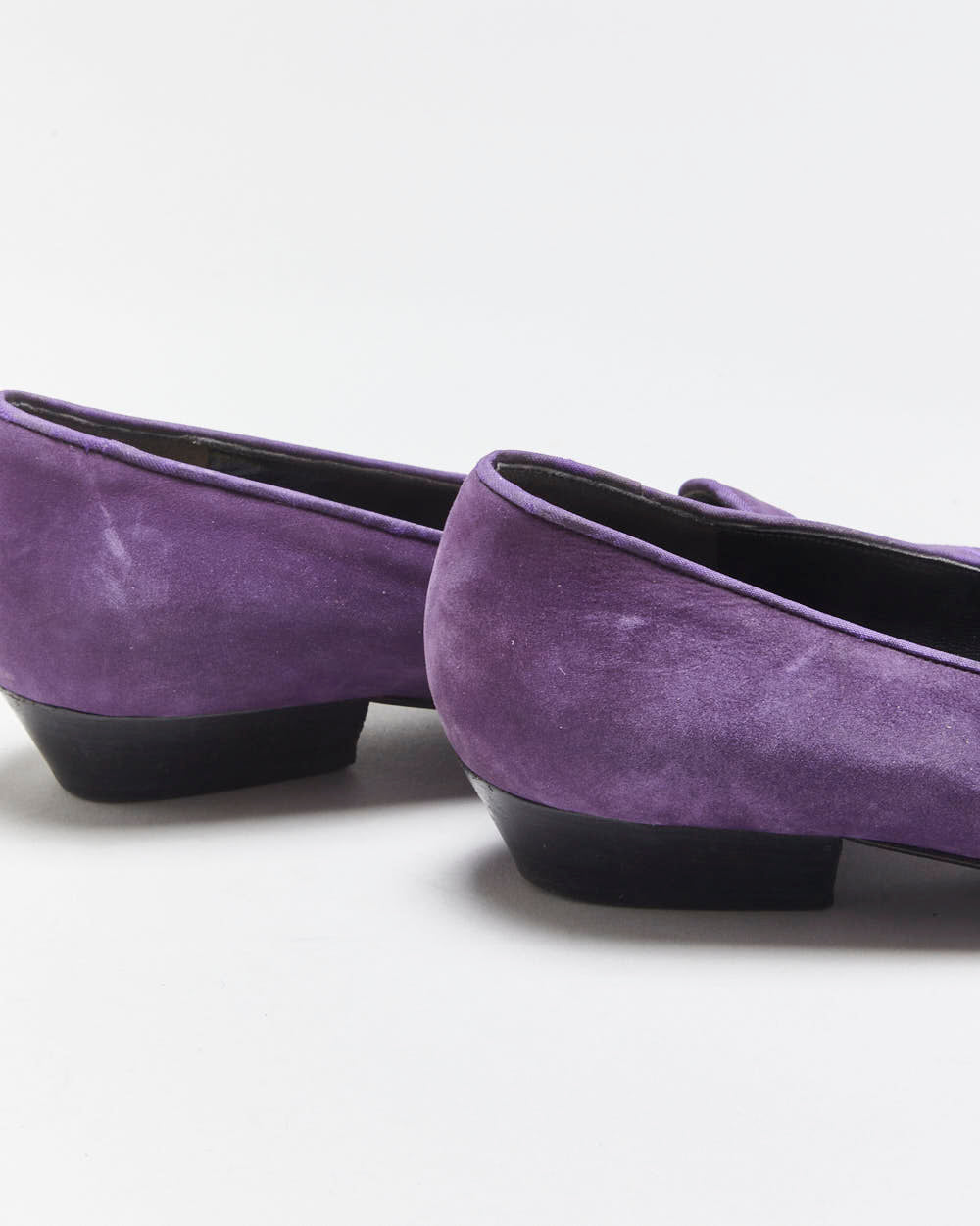 S/S 2005 Vintage Yves Saint Laurent By Stefano Pilati YSL Runway Deep Purple Suede Embroidered Low Heel Ballet Pumps - UK3.5