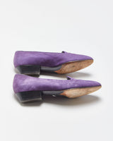 S/S 2005 Vintage Yves Saint Laurent By Stefano Pilati YSL Runway Deep Purple Suede Embroidered Low Heel Ballet Pumps - UK3.5