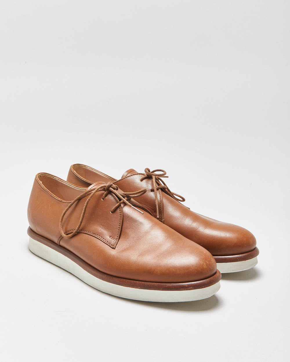 Tod's Tan Brown Leather Women's Comfort Sole Lace-Up Oxford Shoes - UK5