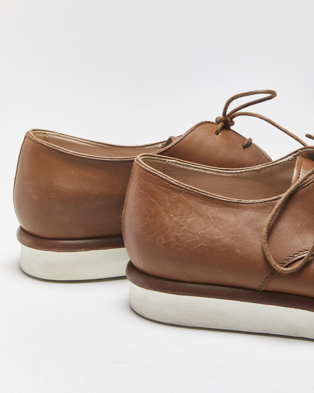 Tod's Tan Brown Leather Women's Comfort Sole Lace-Up Oxford Shoes - UK5