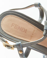 Vintage Y2K 00s Fendi Iridescent Patent Leather Wedge Strappy Split Toe Sandals - UK3.5