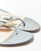 Vintage Y2K 00s Fendi Iridescent Patent Leather Wedge Strappy Split Toe Sandals - UK3.5