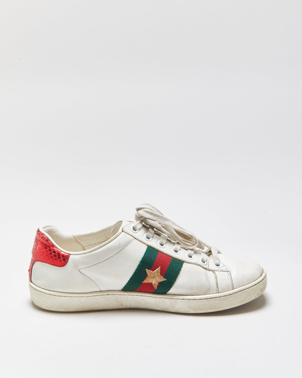 Gucci Ace Women's Leather Embroidered Pineapple &amp; Ladybug Low-Top Trainers - UK2.5