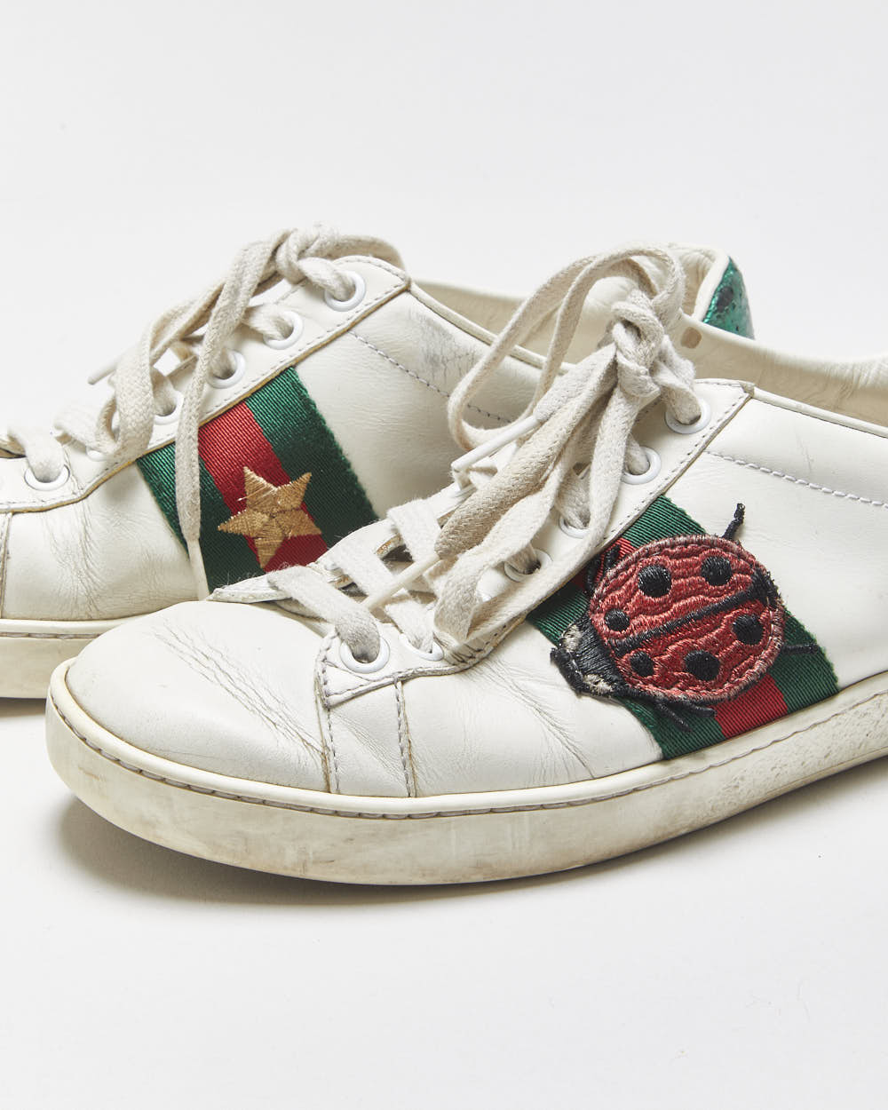 Gucci Ace Women's Leather Embroidered Pineapple &amp; Ladybug Low-Top Trainers - UK2.5