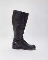Vintage Frye Philip Harness Women's Grained Leather Knee High Riding Boots - UK6.5