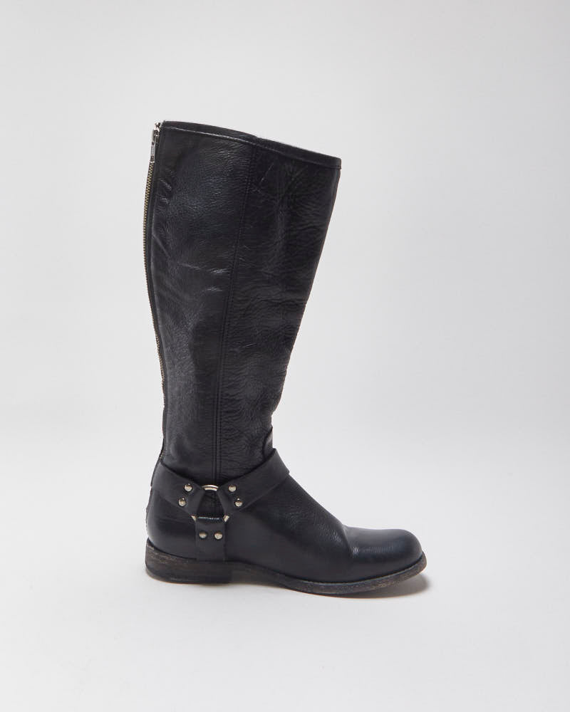 Vintage Frye Philip Harness Women's Grained Leather Knee High Riding Boots - UK6.5