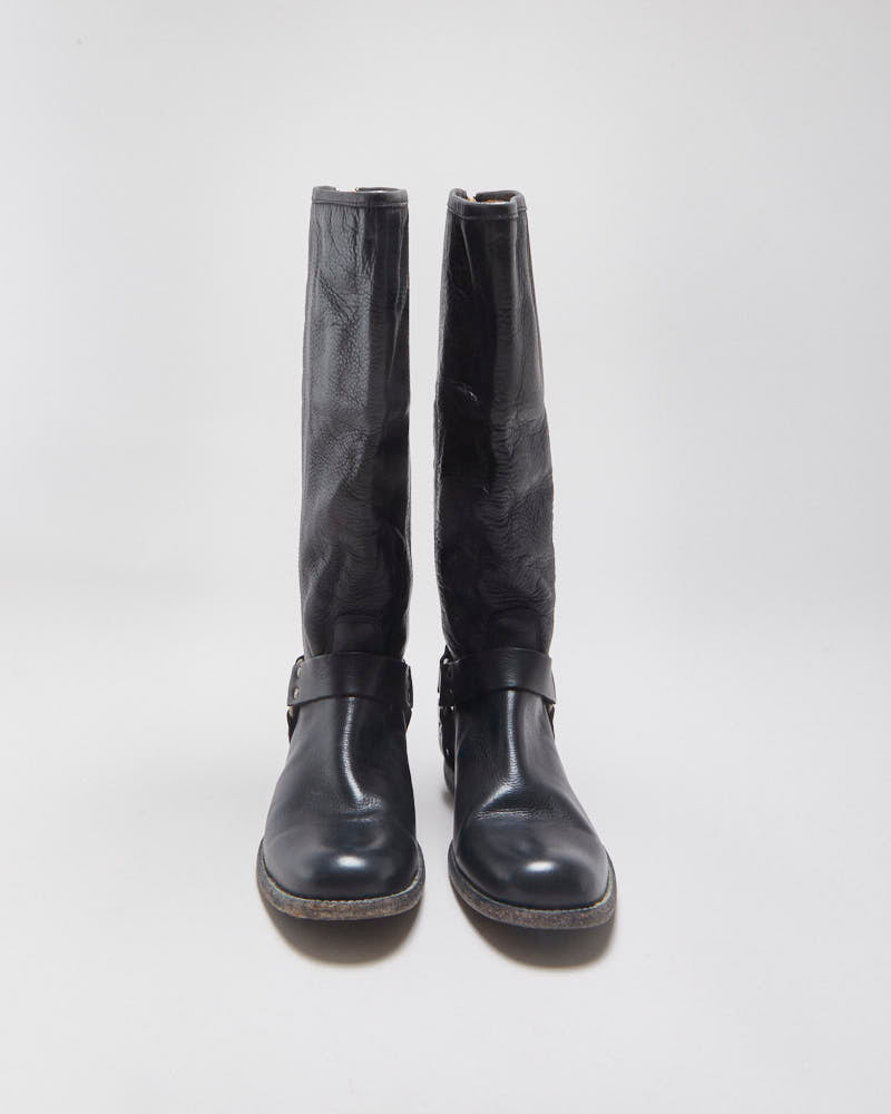 Vintage Frye Philip Harness Women's Grained Leather Knee High Riding Boots - UK6.5