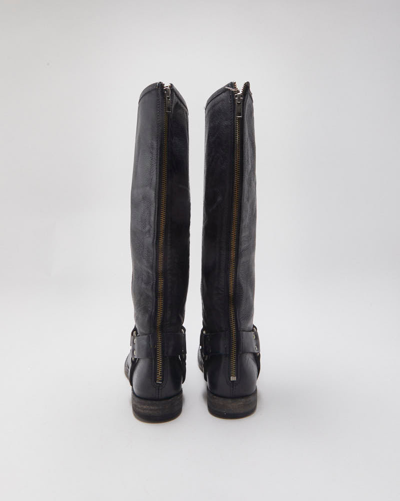 Vintage Frye Philip Harness Women's Grained Leather Knee High Riding Boots - UK6.5