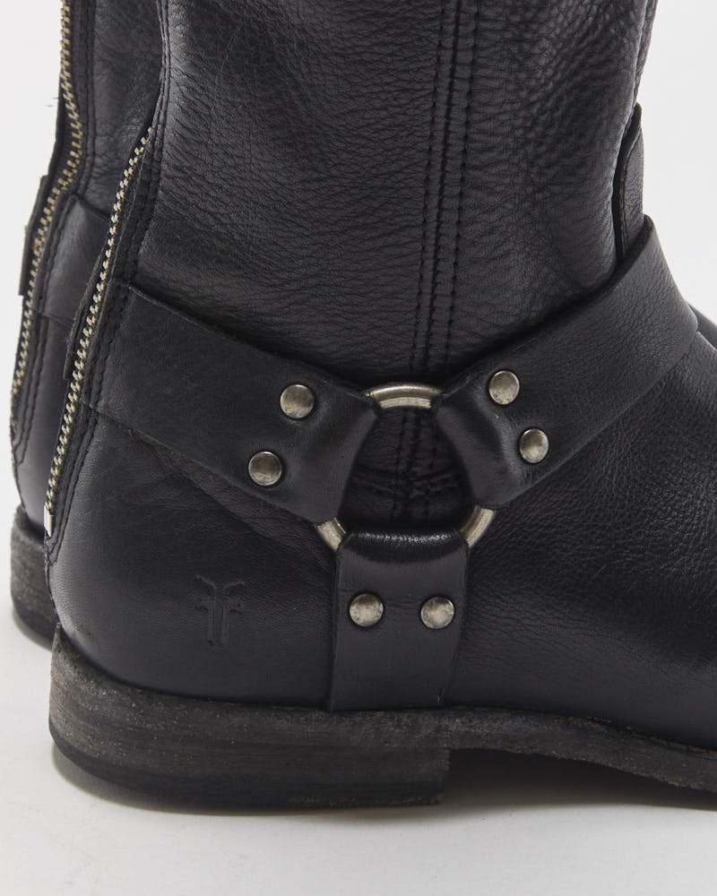 Vintage Frye Philip Harness Women's Grained Leather Knee High Riding Boots - UK6.5