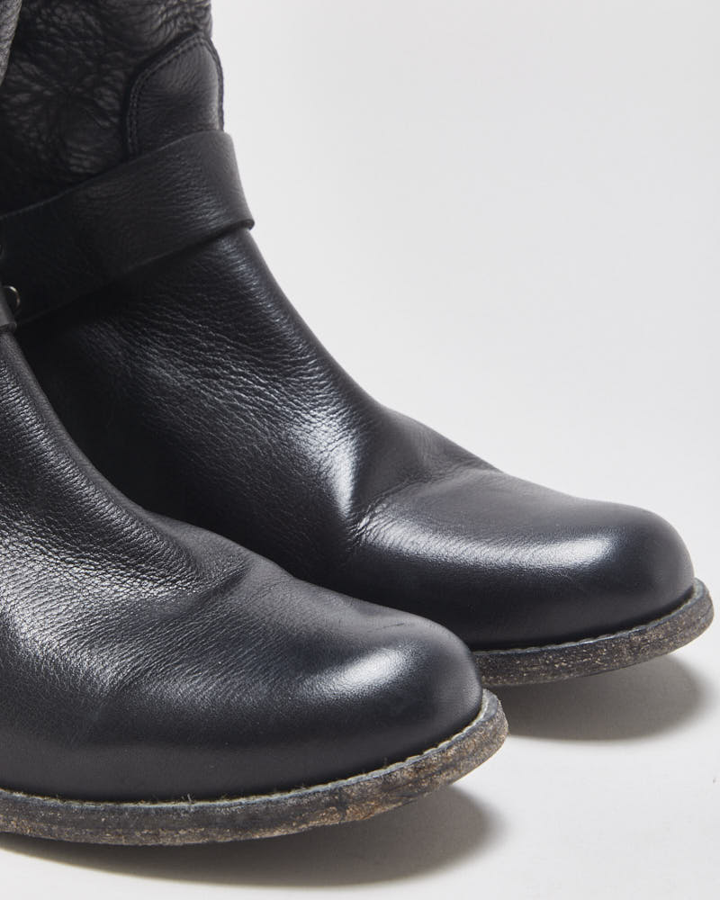 Vintage Frye Philip Harness Women's Grained Leather Knee High Riding Boots - UK6.5