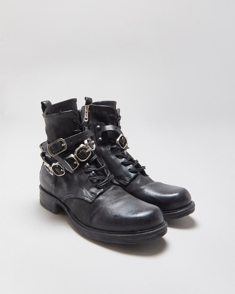 Vintage A.S.98 Women's Leather Buckle Biker Ankle Boots - UK6