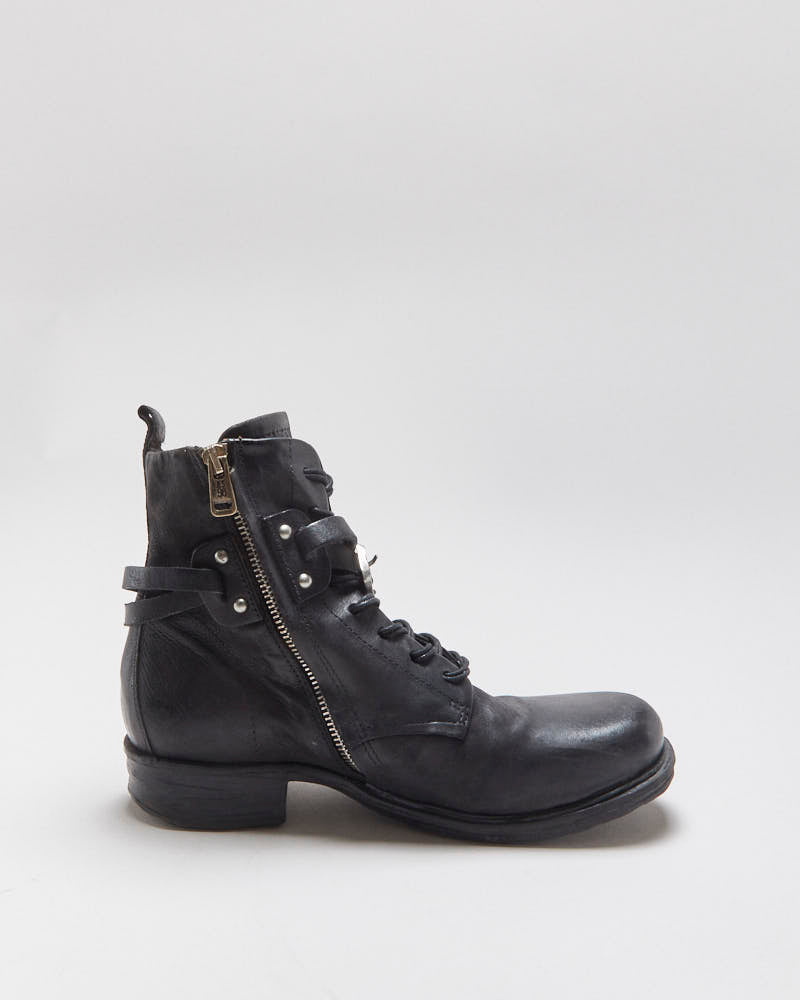 Vintage A.S.98 Women's Leather Buckle Biker Ankle Boots - UK6