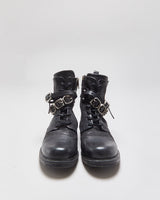 Vintage A.S.98 Women's Leather Buckle Biker Ankle Boots - UK6