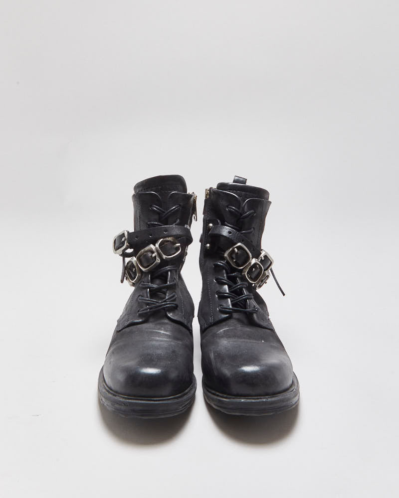 Vintage A.S.98 Women's Leather Buckle Biker Ankle Boots - UK6