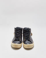 Vintage Salvatore Ferragamo Women's Black Alligator Embossed Leather Mid-Top Buckle Trainers - UK4.5
