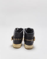 Vintage Salvatore Ferragamo Women's Black Alligator Embossed Leather Mid-Top Buckle Trainers - UK4.5