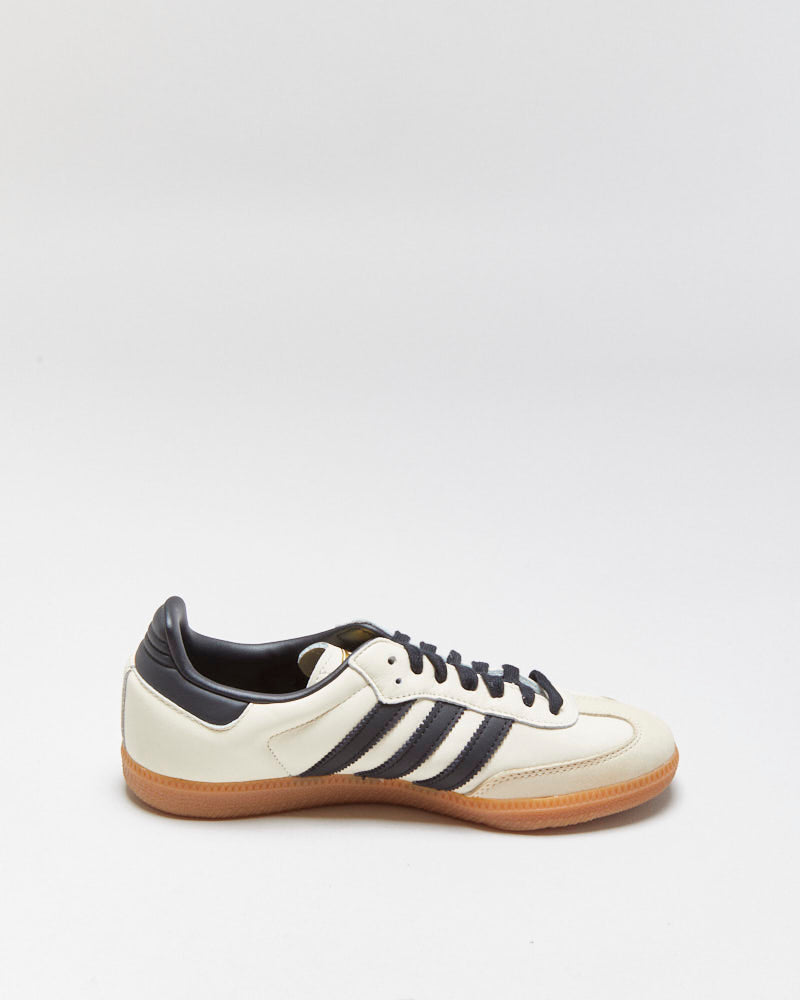 DS 2024 Adidas Samba OG Women's Cream/Neutral/Black Leather Trainers - UK6