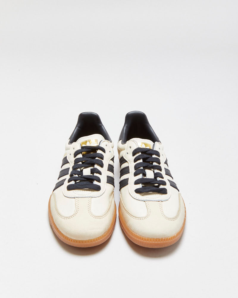 DS 2024 Adidas Samba OG Women's Cream/Neutral/Black Leather Trainers - UK6