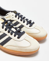 DS 2024 Adidas Samba OG Women's Cream/Neutral/Black Leather Trainers - UK6