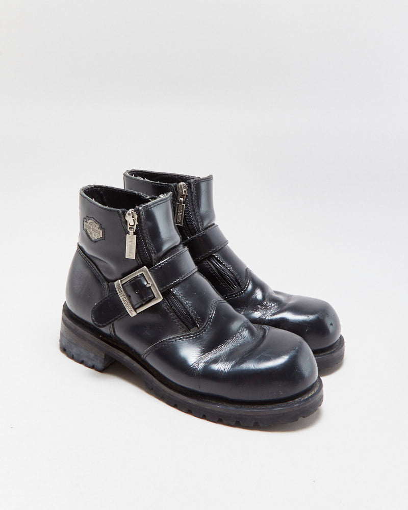 Vintage Harley Davidson Women's Leather Ankle Buckle Biker Boots - UK6.5