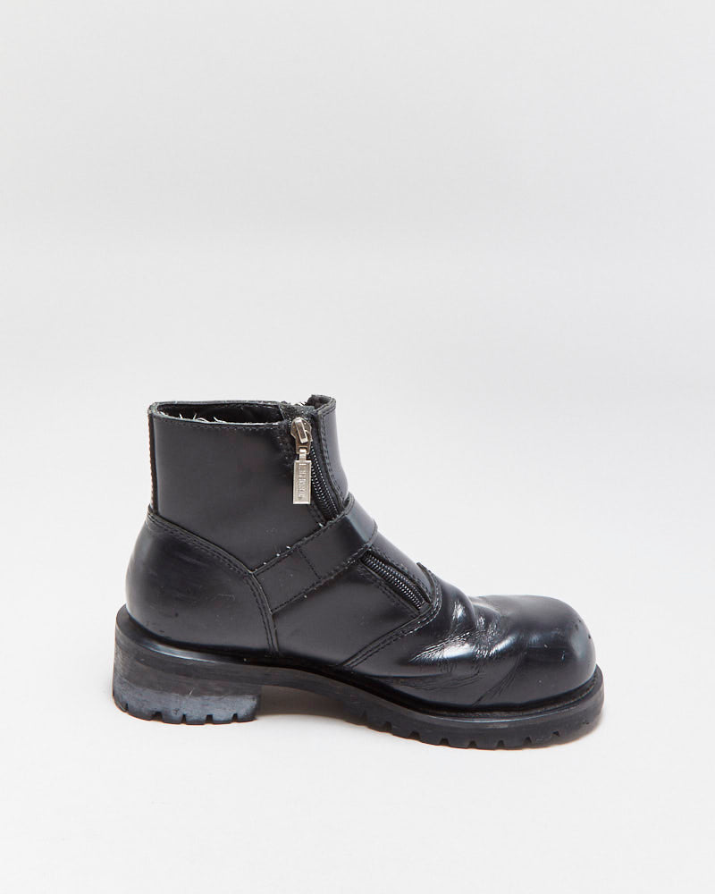 Vintage Harley Davidson Women's Leather Ankle Buckle Biker Boots - UK6.5