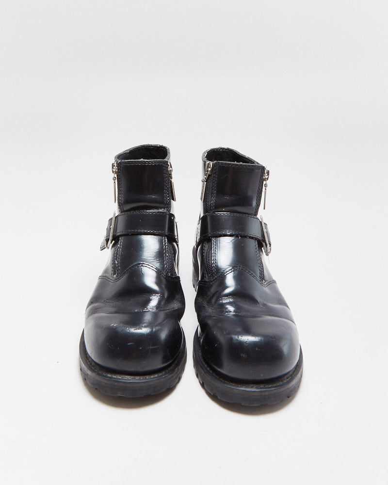 Vintage Harley Davidson Women's Leather Ankle Buckle Biker Boots - UK6.5
