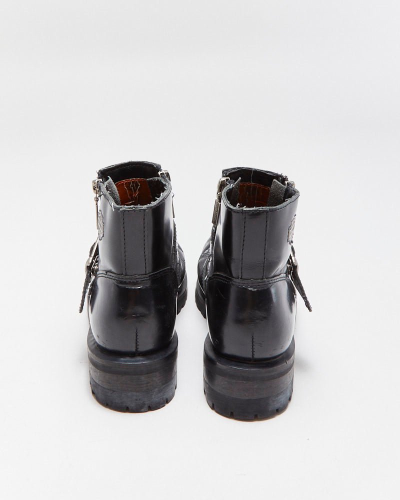 Vintage Harley Davidson Women's Leather Ankle Buckle Biker Boots - UK6.5