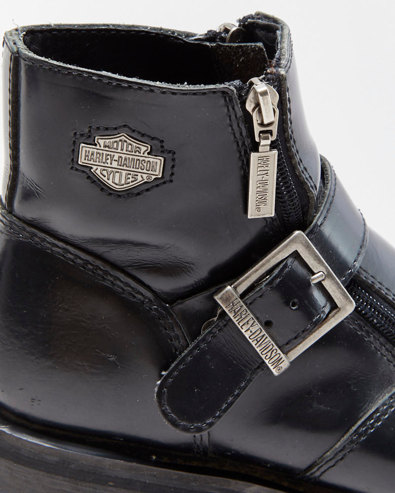 Vintage Harley Davidson Women's Leather Ankle Buckle Biker Boots - UK6.5