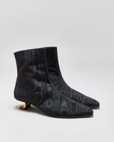Nicole Saldana Yenna Chrome Heel Satin Ankle Boots - UK7