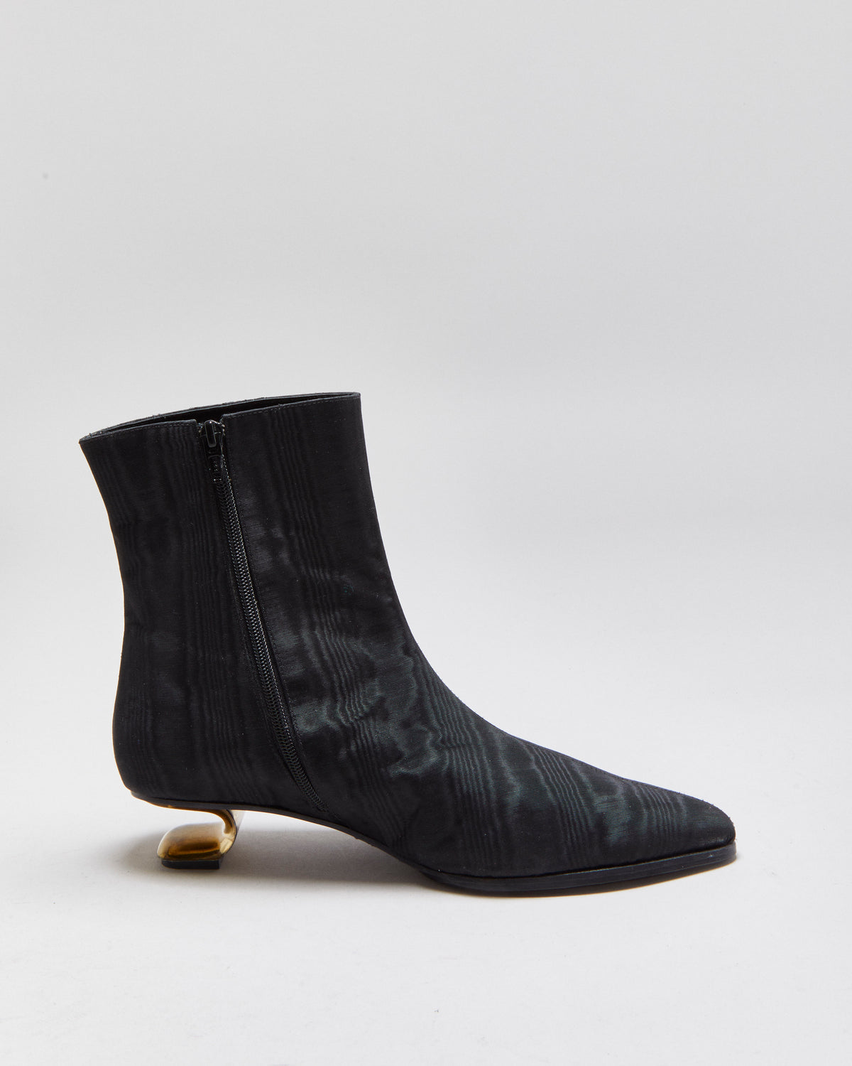 Nicole Saldana Yenna Chrome Heel Satin Ankle Boots - UK7