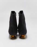 Nicole Saldana Yenna Chrome Heel Satin Ankle Boots - UK7