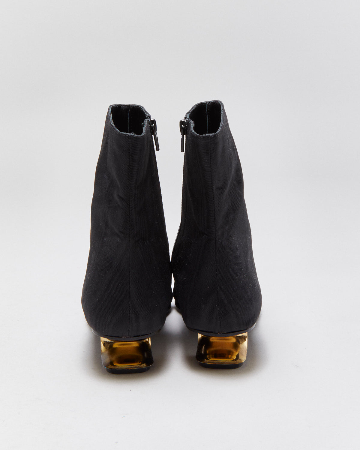 Nicole Saldana Yenna Chrome Heel Satin Ankle Boots - UK7