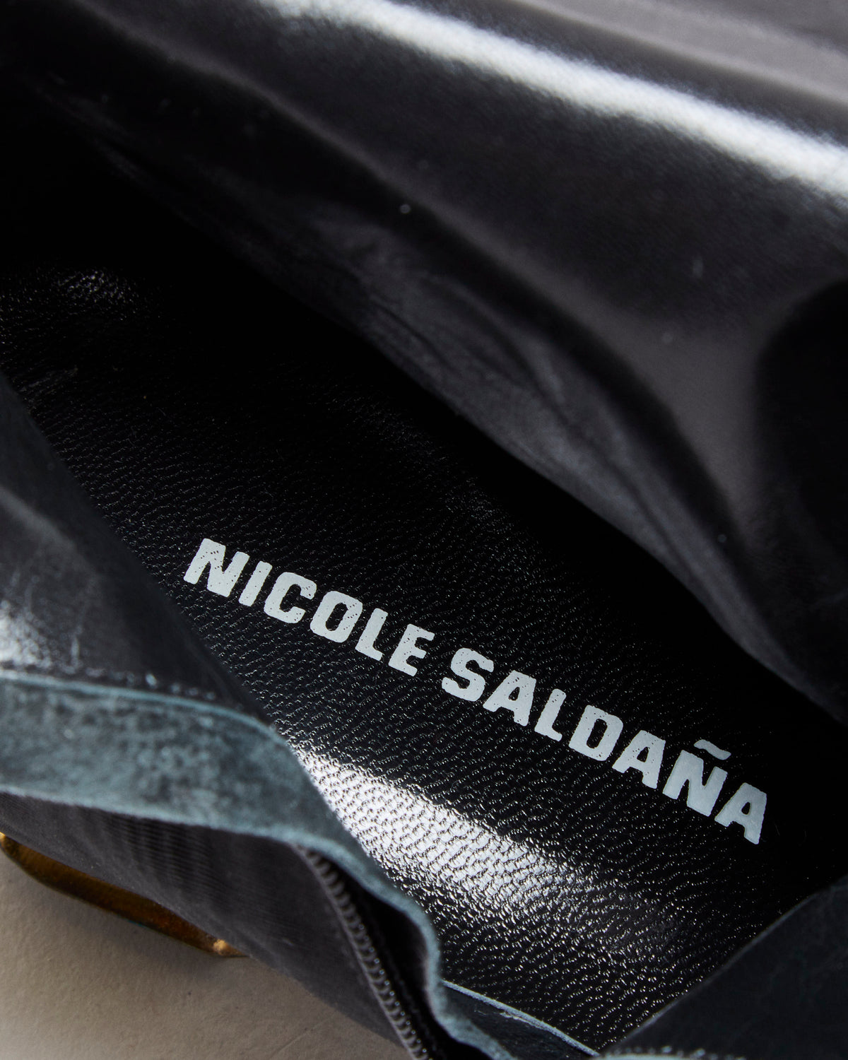 Nicole Saldana Yenna Chrome Heel Satin Ankle Boots - UK7