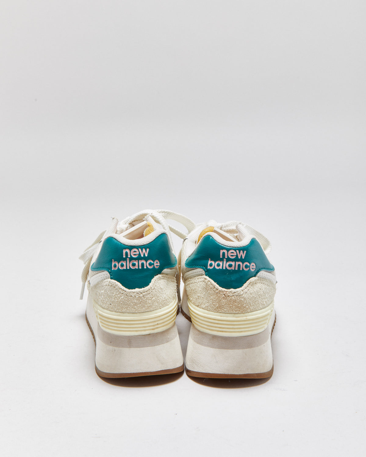 New Balance 574+ Turtledove/Vintage Teal Platform Trainers - UK5.5